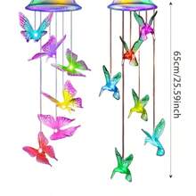 2Piece 2025 UpgradedVersion Butterfly Solar Wind Chimes, 6-Color ChangingLights & Solar-Powered, (800mAh), Suitable For Outdoor Use, Such AsGardens, Windows, Christmas Decorations, PortableOutdoor Decorative Lights, Perfect Gift For Mom, GrandmaWife, Sister,Room Decor,Halloween Lights - Butterfly & Hummingbird Solar Wind Chimes - 查看 8