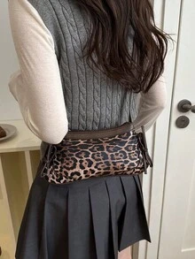 1 chiếc túi đeo chéo/vác vai dáng baguette in họa tiết da báo cổ điển, thích hợp cho các buổi hẹn hò, đi chơi, tiệc tùng. - Nhiều màu - Xem 7