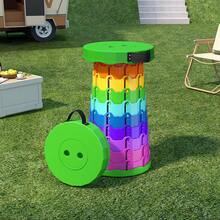 1pc Rainbow Expandable Bench - Outdoor Portable Plastic Folding Adjustable Chair, Suitable For Queuing, Fishing Or Train Sitting - Multicolor - View 6