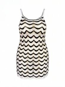 大码女式夏季波西米亚渐变镂空性感透视无袖迷你连衣裙度假装 - 彩色 - 查看 5