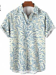 Leaves And Branches Intertwine In A Soft Gradient Symbolizing Harmony Between Nature And Modern Life 3D Print Casual Summer Beach Shirt For Men Short Sleeve Button Up Top - A508D-AT22954 - 查看 1