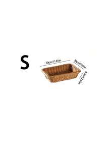 1 Rectangular Wicker Bread Basket, Handmade Brown Fruit Basket, Suitable For Storing And Displaying Bread, Vegetables, Fruits, Snacks, And Handicrafts, Imitation Wicker Fruit Basket, With Multiple Specifications To Choose From - Brown - View 15