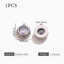 1 mặt dây chuyền tròn bằng thép không gỉ 304 mạ vàng 18K đính kim cương, dùng để tự làm vòng cổ, trang sức thép không gỉ dành cho nữ, phù hợp để đeo hàng ngày. - Mặt dây chuyền - Xem 8