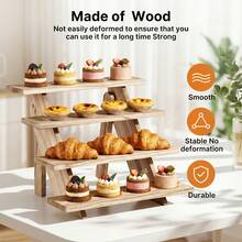 Senmeo Retro Tiered Wooden Display Rack, Tool-Free Installation Multi-Functional Organizer, Ideal For Wedding, Party, Home Storage Of Plants, Cakes & Accessories - View 7
