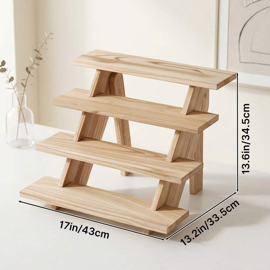 Senmeo Retro Tiered Wooden Display Rack, Tool-Free Installation Multi-Functional Organizer, Ideal For Wedding, Party, Home Storage Of Plants, Cakes & Accessories - View 1