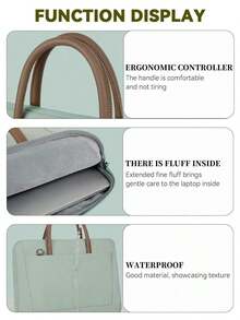 1pc Shoulder Portable Laptop Bag Conference Waterproof Portable Briefcase Back To School - Black 14 to 15 Inches - View 9