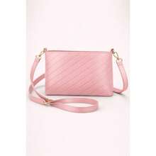 Women's Small Crossbody Zipper Bag With Modern Chain - Rose Red - View 2