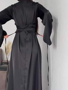 Women's Black Long Sleeve Elegant Modest Maxi Dress Spring Casual Formal Wear - Pink - View 10