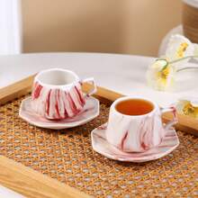 Bộ tách và đĩa sứ dùng để uống cà phê espresso hoặc cà phê Thổ Nhĩ Kỳ, thích hợp cho việc thưởng thức cà phê espresso hoặc cà phê Thổ Nhĩ Kỳ. - Phần B - Xem 4