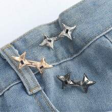 2pcs/1pc Korset Pinggang yang Dapat Diatur, Alat Pengontrol Perut Tanpa Jahitan Cocok untuk Celana Jeans Ketat, Dekorasi Kancing Jeans Denim Rhinestone yang Dapat Dilepas, Pembentuk Sabuk Pinggang Logam, Cocok untuk Celana dan Rok - Perak/Hitam/Emas - Gesper pinggang berbentuk bintang berujung empat - View 11