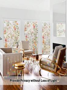 Window Privacy Film Floral Rainbow Decorative Stickers, 3D Static Stained Glass Cling, Removable Cover For Home Heat Control Anti-UV, Car Sunroof Vinyl Decals Non-Adhesive - Sangge Flower - View 5