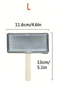 1pc Simple Wooden Handle Pet Grooming Brush - Grey - View 6