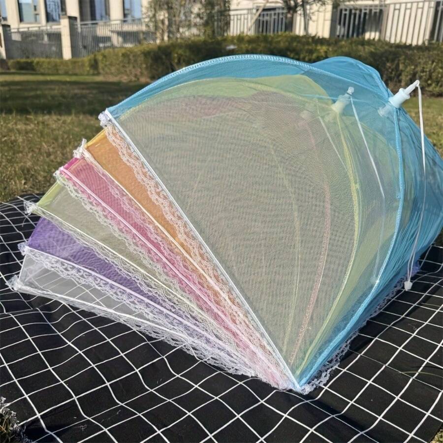 1pc/3pcs Outdoor Picnic Food Cover, Made Of Breathable Mesh In Multiple Colors, Anti-Mosquito And Dust, Foldable. These Large Pop-Up Kitchen Tools Are Washable, Reusable And Portable