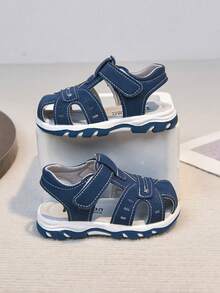Boys' Hook And Loop Sandals, Soft Sole Non-Slip Beach Shoes, Easy On/Off, Summer New Arrival - Navy Blue - View 4