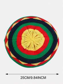 1 pieza Boina de punto de Jamaica nueva, gorro de punto hecho a mano, apto para uso diario y fiestas, unisex - Multicolor - Ver 2