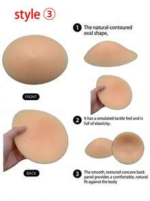 A Pair Silicone Bra Pads Non-Adhesive Reusable Push Up Breast Enhancer Unilateral Pad For Bra Cup Insert Backless Dress Wedding - Light Beige - View 9