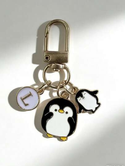 Penguin Initial Keychain, Personalized Penguin Pendant Keychain, Penguin Gift, Animal Gift, Cute, Penguin Parent-Child Pendant Accessory, Gift For Girls