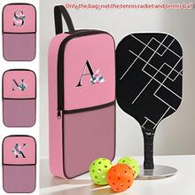 1 túi đựng vợt Pickleball, túi đựng vợt Pickleball in chữ cái đầu từ A đến Z, túi đựng bóng tennis màu đen, túi bảo vệ vợt có khóa kéo, ba lô đựng vợt Pickleball cho nữ, túi đựng vợt tennis. - Hồng - Xem 1