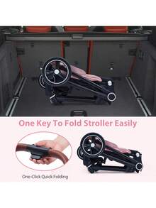 Cochecito y capazo convertible 2 en 1 para bebés: cochecito ligero para recién nacidos y niños pequeños, asiento extraíble, ruedas con amortiguación, cesta de almacenamiento grande, portavasos. - Rosa - Ver 2