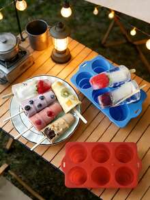 Molde de paletas de silicona de verano, molde de paletas de 6 cavidades y palitos, fabricante de helados de fácil liberación y reutilizable, adecuado para yogur congelado DIY, gelatina, paletas caseras - Multicolor - Ver 8