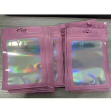 10pcs Pink Gift Packaging Bags, Transparent Display Bags Suitable For Jewelry Accessories, Reusable Zipper Bags Suitable For Cables, Cosmetics And Holographic Packaging - A - View 3