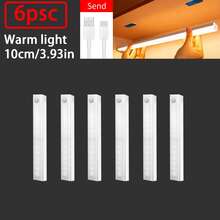 6pcs LED Under Cabinet Lights With Motion Sensor, USB Rechargeable, Warm White Light, Suitable For Kitchen, Stairs, Hallway Sensor Light Strip, Under Cabinet Sensor Light, Cool White/Warm Light Indoor Night Light, Suitable For Kitchen, Stairs, Hallway, Closet And Garage Home Lighting, Motion Activated, USB Cable Included, Kitchen Light - Warm Light - View 7