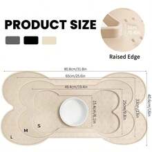 1PC Bone Shape Non-Slip Silicone Pet Placemat, Raised Edge Pet Feeding Tray For Food And Water, Anti-Spill Feed Mat For Small Medium Dogs And Cats, Easy Clean Purable Bowl Mat - Màu be-l - Xem 2