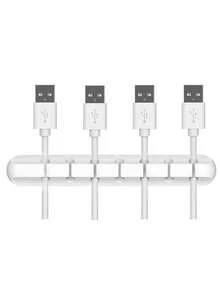 Phone Data Cable Organizer, Charging Cable Holder, Computer Earphone Cord Clip, Desk/Bedside/Car Self-Adhesive Cable Winder Clip - White - View 11