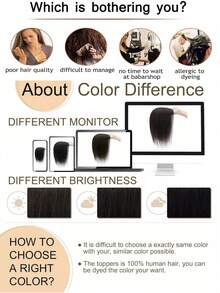 10 Inch Fluffy Bangs Hair Topper, Butterfly Shaped, Used To Cover White Hair, Handwoven Inner Net, High Crown Seamless And Lightweight Hair Topper, Suitable For Women - Multicolor - View 10