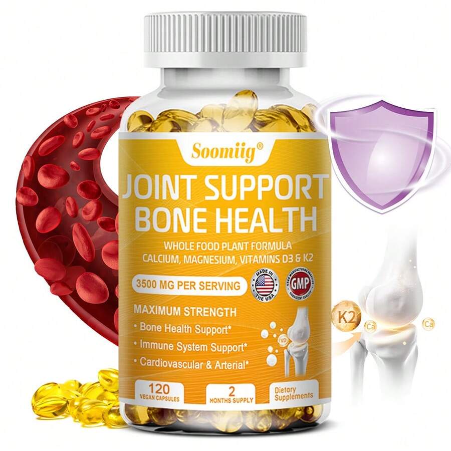 Vitamin D3 And K2 Softgels - A Joint And Bone Health Support Supplement For Men And Women - Contains Chondroitin, Hydrolyzed Collagen, And MSM - 120 Softgels - 1瓶 - 查看 1