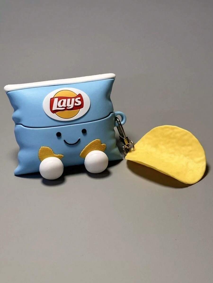 1个可爱蓝色薯片造型Pro 3保护套，卡通1/2/3/4/Pro蓝牙耳机套（不含耳机） - 藍色 - 查看 1