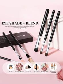 DUcare 6 Pieces Portable Eye Makeup Brushes, Travel Makeup Brush Set, Concealer Brush, Eye Shadow Brush, Eyebrow Brush, Blending Brush, Multifunctional Beauty Tool Set - Black - View 4