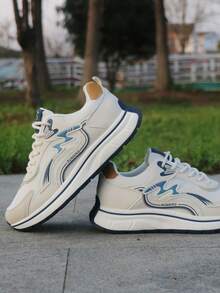 Giày thể thao nam casual lưới thoáng khí mới năm 2026, giày đế dày kiểu chunky, giày chạy bộ thời trang cho mùa xuân/hè. - Màu be - Xem 7