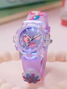 1pc/Set Mermaid Luminous Jelly Watch, Multi-Color Silicone Flashing Light Quartz Wristwatch For Teens, Suitable For Daily Wear, Gifts, Year-End Promotion, Online Exclusive, Birthday Present - Multicolor - View 4
