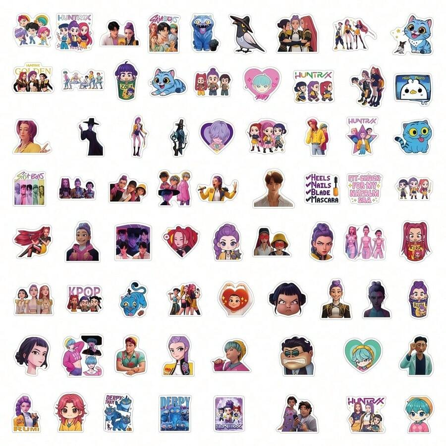 Hasbro Bộ 70 miếng dán KPOP Witch Hunters, decal vinyl chống thấm nước với hình các nhân vật chibi, nhân vật anime và thú cưng dễ thương, có thể tái sử dụng và bền, thích hợp làm quà tặng sinh nhật, Giáng sinh, Lễ Tạ ơn, quà tặng cho người hâm mộ K-Pop, quà lưu niệm và quà tặng ngày lễ. - Nhiều màu - Xem 1