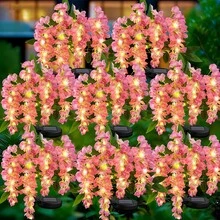 10Pcs Solar Wisteria Flower LED Light, Outdoor Garden Patio Decorative Lamp, 52pcs Beads, Dual Mode (Normal & Blinking), Plastic Material, Light Sensor Control, Removable Photovoltaic, Solar Charging Nickel Battery, Outdoor Illumination|Vibrant Garden Decor|Realistic Flower Shape, Solar Garden Lights(Pink, Blue, Yellow, Purple) - 紫藤花 - 查看 25