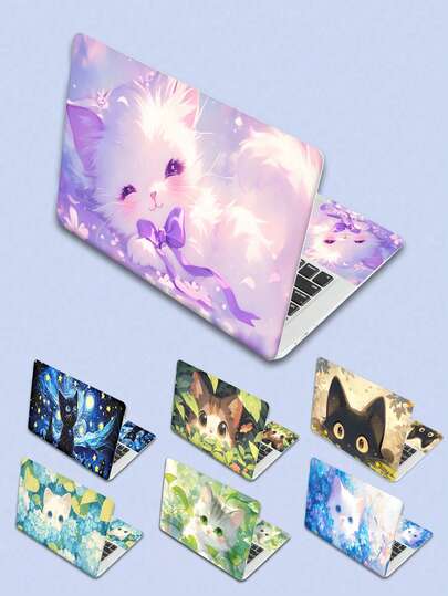 15英寸笔记本电脑贴纸套装，可爱猫咪图案，适用于笔记本电脑、MacBook、惠普等品牌