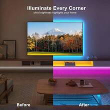 LED Light Strips With Remote Control, Smart RGB Light Strips For Bedrooms, SMD 5050 Light Beads, Various DIY Lighting Modes, TV Backlight, Background Wall Decorative Light Strips, Suitable For Rooms, Living Rooms And Parties. - 多色光 - 查看 2