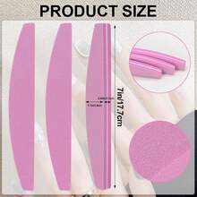 10块指甲抛光块，100/180目海绵抛光块，可水洗双面指甲打磨块，适用于亚克力和天然凝胶指甲（粉色，新月形） - 粉色 - 查看 10