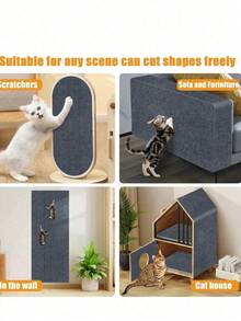 1 片猫抓垫，自粘可裁剪地毯，猫抓柱，有米色、卡其色、浅灰色、深灰色、黑色可选，防止家具被抓，橡胶桌腿套，猫玩具，柔软舒适，采用优质材料制成 - 30*60cm - 查看 4