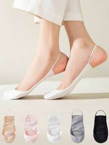 chuanwa（2） 1/5/10 Đôi Vớ nữ bằng lụa băng mỏng nhẹ thoáng khí mùa hè và thu, có quai nửa bàn chân và đệm, không bị tuột gót. - Nhiều màu - Xem 3