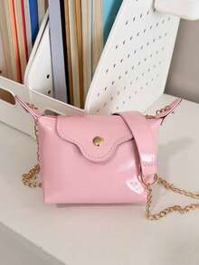 Minimalist Stylish Versatile PU Shoulder Crossbody Small Bag, Niche Lightweight Mini Phone Bag Handbag - Pink - View 9