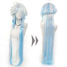 Tóc giả ombre bạc xanh gợn sóng dài 40 inch, dùng cho cosplay COS - Màu xanh ombre - Xem 2