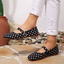 Giày bệt Mary Jane chấm bi dành cho nữ, màu đen, kiểu xỏ chân. - màu đen - Xem 13