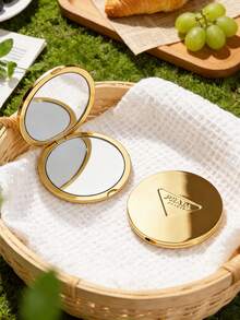 Prada Elegant Metal Round Compact Mirror - Gold - View 1