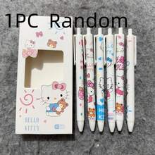 SANRIO 【三丽鸥系列畅销款】1支随机/6支装 三丽鸥黑色速干可擦中性笔，可爱卡通图案墨水笔，0.5mm直杆可爱笔，办公学习用品，多功能书写工具，速干墨水，书写流畅，中性笔 | 墨水笔 | 书写笔 | 办公笔 - 多色 - 查看 9