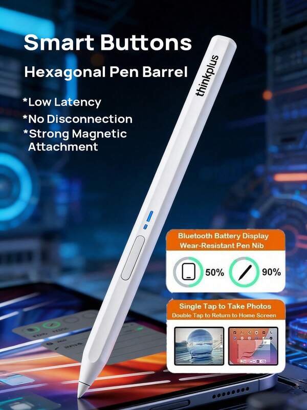 Lenovo Magnetic Portable Capacitive Pen, Universal, Lightweight Body, Easy To Use, Convenient To Store, A Great Partner For Drawing And Note-Taking, Strong Magnetic Attachment To IPad And Android Devices.