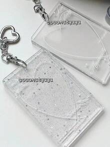 1 pieza Soporte de tarjeta de fotos con forma de estrella de 3 pulgadas con lazo - Diseño de cristal transparente, perfecto para almacenamiento y decoración, sostiene tarjetas y tarjetas, accesorio de bolso | Accesorio juguetón - Multicolor - Ver 1