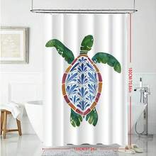 1pc Turtle Art Spring Style Shower Curtain, Painting-Like Modern Design, Unique Home Gift, Gift For Friends, Machine Washable, All-Season Use, Bathroom Decor - Multicolor - View 5