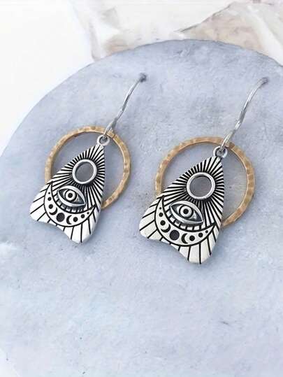 1 par de pendientes con colgante geométrico retro, adecuados para uso diario, fiestas y viajes de las mujeres como regalo de joyería